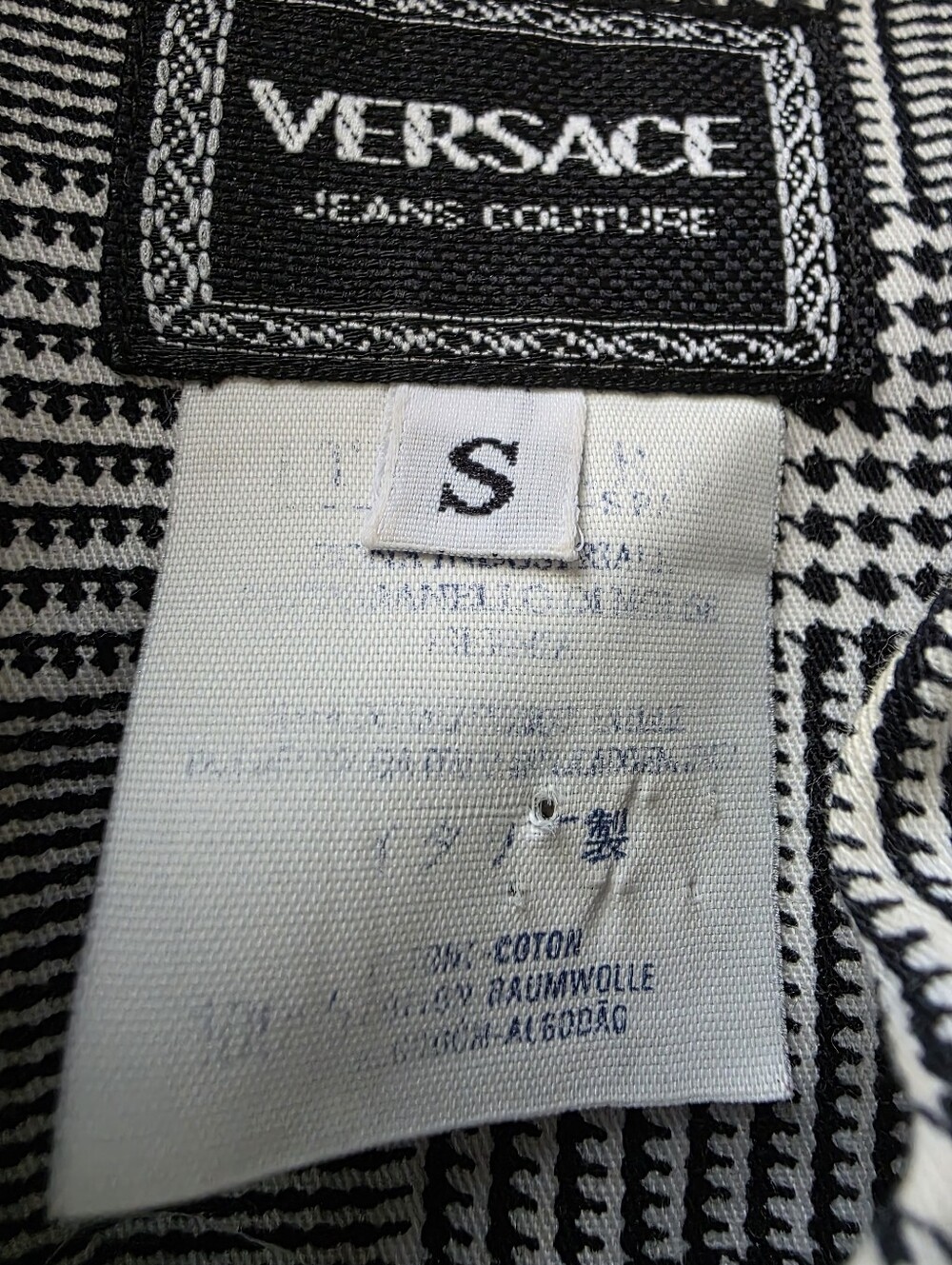 Vintage 90s Versace Jeans Couture Houndstooth Shirt Jacket Medusa S
